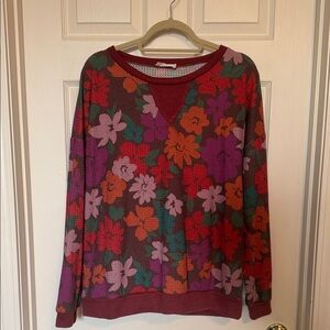 Colorful Floral Crew Neck Sweater